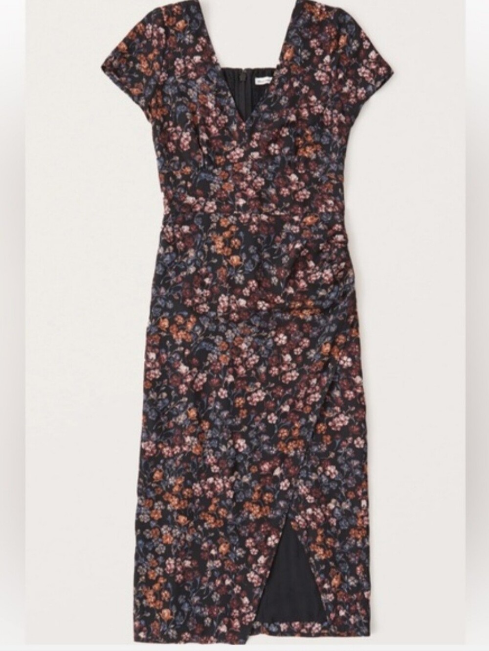 Abercrombie & Fitch Dark Floral V-Neck Midi Dress Size Small